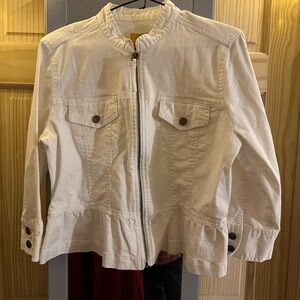 Ruby Rd. Cream Jean Jacket with Zipper